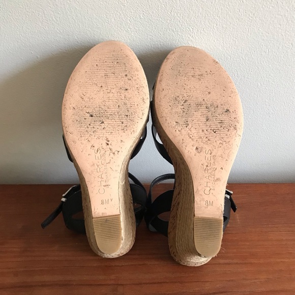 Charles David | Leather Ankle Strap Platform Wedge Sandal w/ Cork + Brai… - Picture 6 of 8
